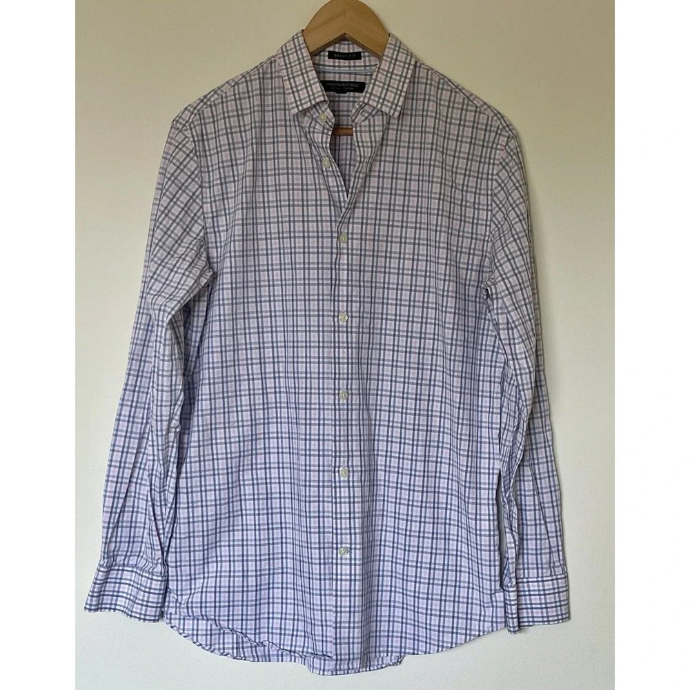 Banana Republic Mens Plaid Grant Slim Fit  Shirt Size M Career Work Metting Fun‎
